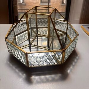 Geometric Glass Terrarium with Gold Accents